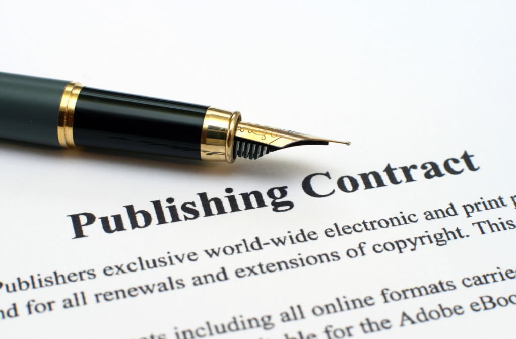 JL NICH blog beats article, Traditional vs Indie Publishing: Pros and Cons. Image for traditional publishing contract